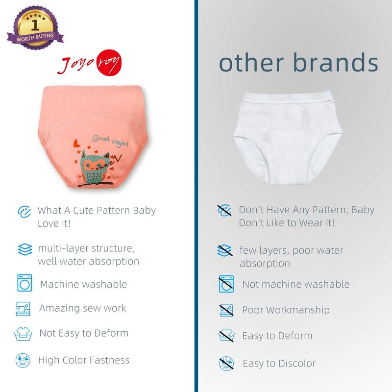 Joyo roy 6Pcs Potty Training Underwear 4T 100% Cotton Soft Absorbent Toddler Training Underwear Girls Reusable Waterproof Toddler Girl Panties Baby Pee Pants with Potty Sticker Chart for Kids - Image 4